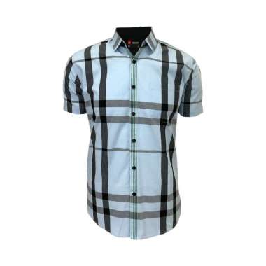 Redcliff Kemeja Pria Kotak - Kotak Pendek Biru Muda 6BK00365X 2XL