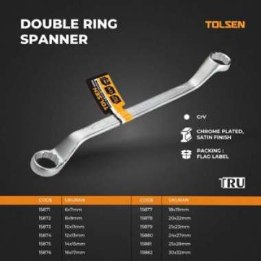 Kunci Double Ring Double Ring Spanner (Kunci Pas Ring Ganda) TOLSEN 15877-15882 30 X 32 MM