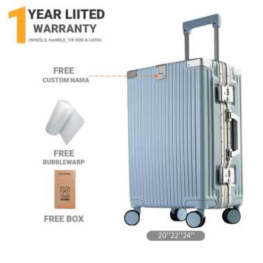 Dream Koper 22 inch 24 inch Free Custom Nama & Logo TSA Lock Roda 360° M101 Kabin Biru Muda