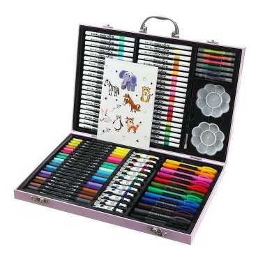 Crayon Set Alat Lukis Spidol Warna Set Crayon Anak Cat Air Anak Crayon Koper Set 113 Biru