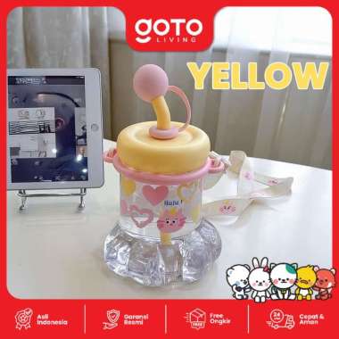 Goto Luneko Botol Minum Anak Perempuan Water Bottle Sedotan Lucu YELLOW