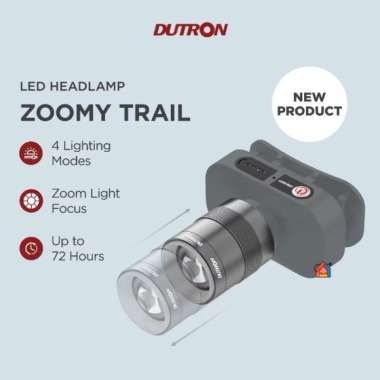 Senter Kepala Dutron LED Zoomy Trail (20 Watt) / Dutron Senter Kepala Cahaya Fokus & Melebar