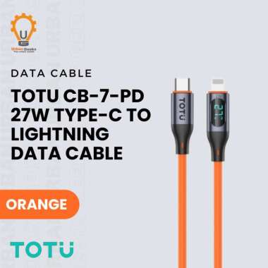 TOTU Data Cable CB7PD Kabel Charger USB‑C To Lightning 27W PD + Display 1 Meter Orange