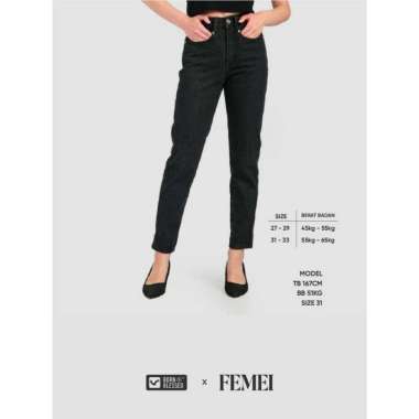 BRBL Born And Blessed X Femei Celana Jeans Boyfriend Abu Wanita Taejon High Waist - B2AE23H004DY 33 
