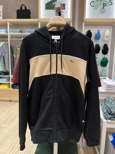 Jaket Lacoste Zip-Up Colourblock Hoodie Black (LACSH2842CMB000003) Original L