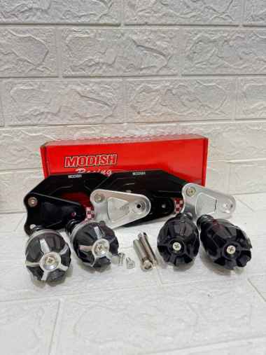 Jalu Pelindung Knalpot Modosh CNC 7024 Jalu Slider Set CNC Knalpot Nmax Old Aerox Lexi Nmax Hitam
