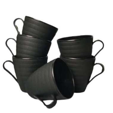 Cangkir 1 Lusin isi 12 pcs Gelas Cangkir Kopi Jadul Kecil Hitam set 12 pcs Cangkir plastik ulir isi