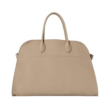 The Row Soft Margaux 15 Grained Leather Handbag Dark Taupe