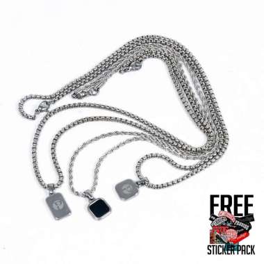 Prodigo - Kalung Titanium Liontin Mote I Kalung Liontin Titanium Persegi Pria I Kalung Rantai Titani