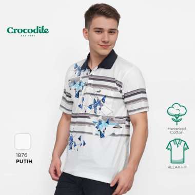 Crocodile DIAMOND 1876 - Kaos Kerah Premium Pria Polo Shirt - Relax fit Putih M