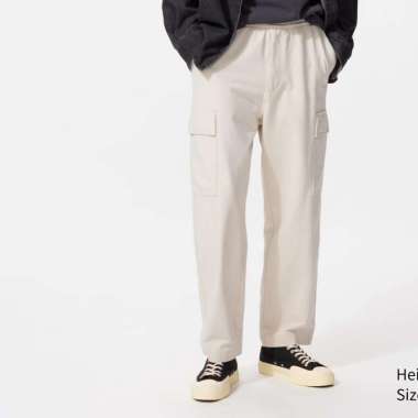 UNIQLO Celana Panjang Pria Easy Cargo Jersey Rileks off white XL