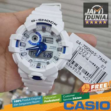 JAM TANGAN PRIA CASIO ANALOG DIGITAL ORIGINAL RUBBER WHITE HIDDEN SHINE WHITE BLUE G-SHOCK GA-700HDS