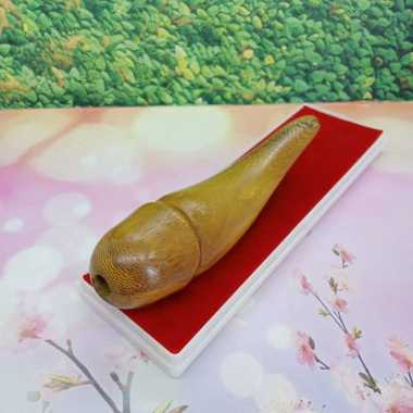 pipa once cangklong kayu kelor emas model unik dan antik 12 cm