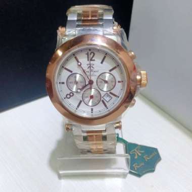 JAM TANGAN RAY RUCCI PRIA/WANITA 7180 SRM KACA SAPPHIRE CRONO KOMBINASI RANTAI STAINLESS STEEL WATER