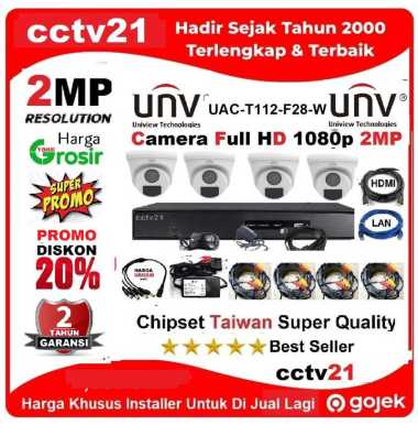 Paket 4 Camera / CCTV / UNV UAC-T112-F28-W 2MP+Kabel 80M +Kabel HDTV+Lan Harga Lagi Promo cctv21