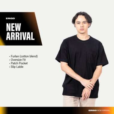 Erigo T-Shirt Oversize Pocket Kale Black - Kaos Oversize Unisex M