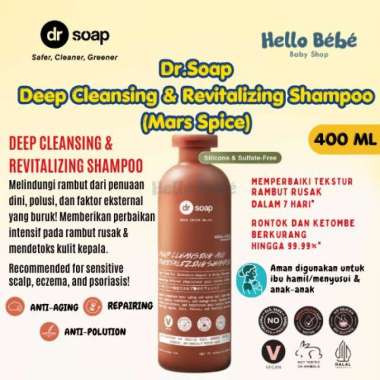 dr soap Deep Cleansing & Revitalizing Shampoo (Mars Spice) 400ml | Rambut Berwarna Anti Rontok, Anti