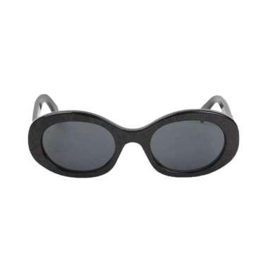 Celine Triomphe 01 Sunglasses Oval Frame Black Glitter
