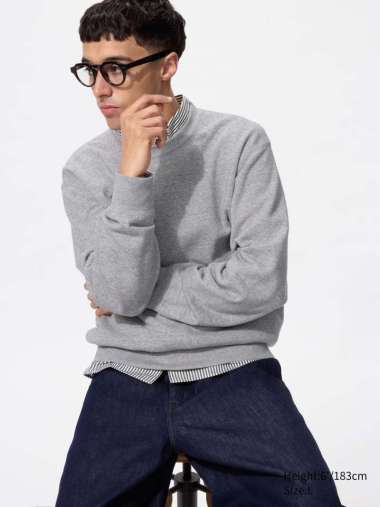 UNIQLO sweater Sweatshirt Pria Lengan Panjang GRAY S