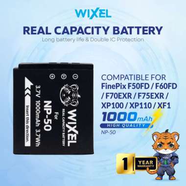 WIXEL Baterai Kamera NP-50 for FujiFilm FinePix F50fd F60fd F70EXR F72EXR F75EXR F80EXR F100fd F100E