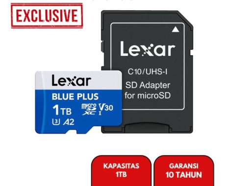 Lexar Micro SDXC BLUE PLUS UHS-I Class 10 U3 Up to 170MB/s With Adapter - 1TB 1TB