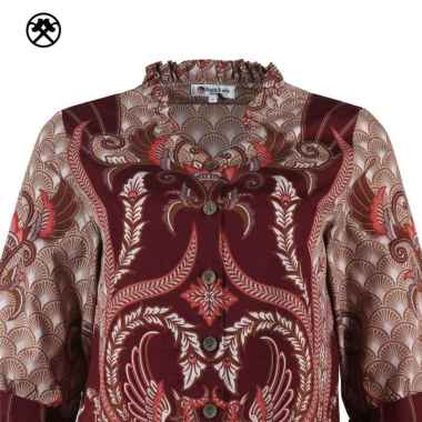 Keris Gallery Blouse Batik Wanita Lengan 3/4 Motif Mayura Abisatya XS Merah
