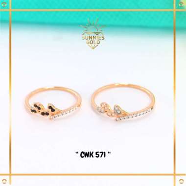 CINCIN WANITA TERBARU MODEL DAUN DENGAN PERMATA EMAS ASLI EMAS MUDA KADAR 6K (300) & 8K (375) CINCIN