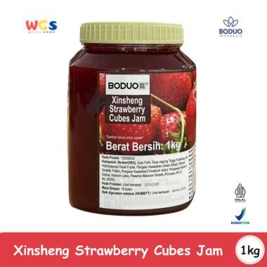 BODUO Xinsheng Strawberry Cubes Jam 1kg | Selai Stroberi Asli untuk Minuman Kekinian & Dessert