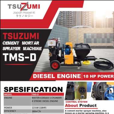 Alat plester tembok mortar plastering machine Diesel TMS-D TSUZUMI