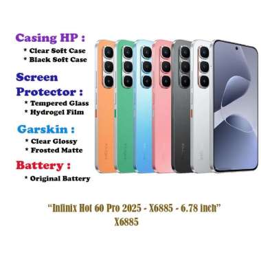Infinix Hot 60 Pro 2025 - X6885 - 6.78 inch - Case - Screen Protector Dll Black Soft Case