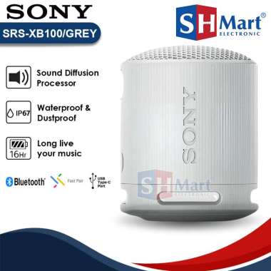 Speaker Sony Portable Wireless Speaker Bluetooth Extra Super Bass Battery SRS-XB100 / SRSXB100 GREY