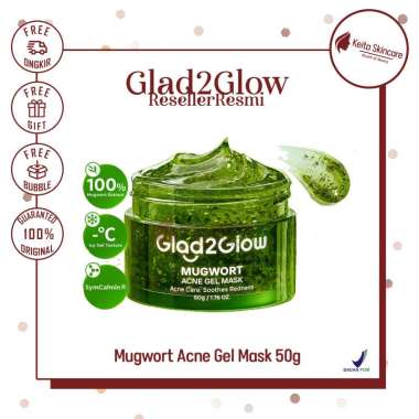 GLAD2GLOW Mugwort Acne Gel Mask 50g Masker Wajah Masker Komedo dan Pori Pori Wajah Masker Mask Sleep