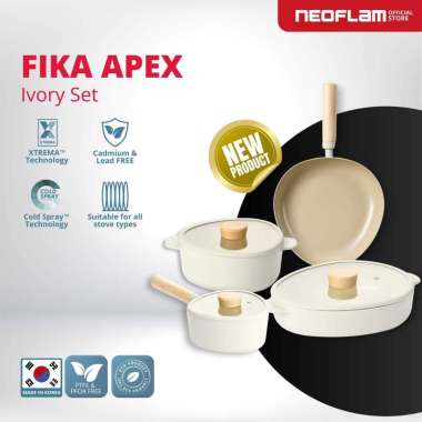 NEOFLAM FIKA APEX SET Ivory - Panci Wajan Teflon Set Anti Gores & Ceramic Coating