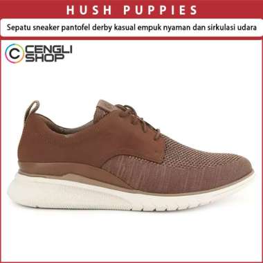 SEPATU SNEAKERS PANTOFEL PRIA HUSH PUPPIES ORIGINAL DERBY CASUAL FORMAL COKLAT BROWN HM21 8