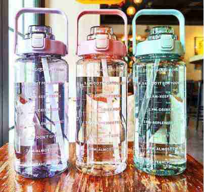 Botol air minum 2000ml Transparan Bening BPA FREE Termurah hitam