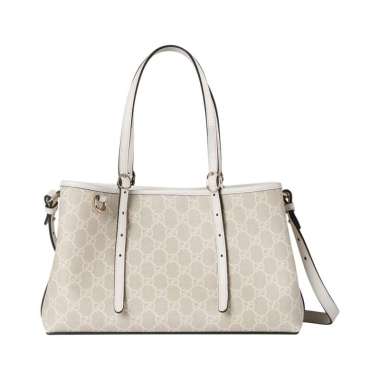 Gucci GG Emblem Medium Tote Bag Monogram GG Beige White