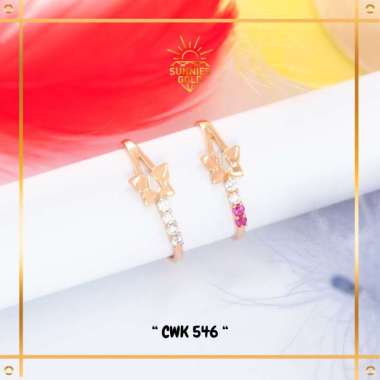 CINCIN EMAS WANITA KUPU-KUPU PERMATA EMAS ASLI EMAS MUDA DAN EMAS TUA KADAR 6K (300), 8K (375) & 16K