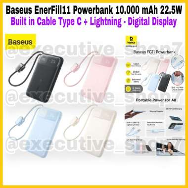 Baseus EnerFill FC11 Powerbank 10.000mAh 22.5W - Built in Cable Type C + Lightning - Digital Display
