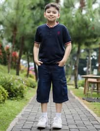 Celana Pendek Denim Anak Laki Biru/ Boys Denim Shorts / Blue/ RJ kids Boy Sky Blue