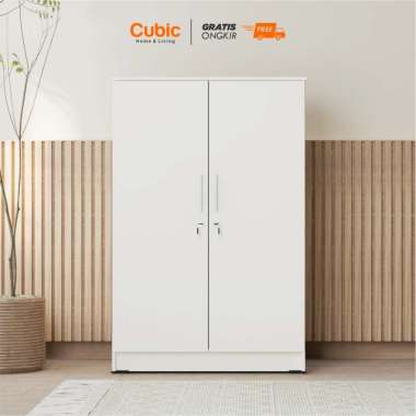 Cubic Lemari Kecil Minimalis - Almari Pakaian 2 Pintu - LUNA BL 121 Full White