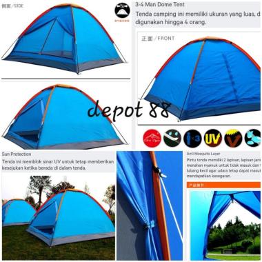 TENDA CAMPING kapasitas 2-4 orang Biru