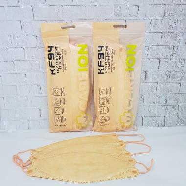 Masker KF94 Careion Earloop Hitam Putih Warna Pastel 4PLY isi 10PCS 1008 CREAM MUDA