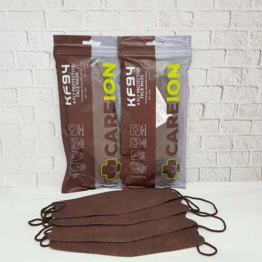 Masker KF94 Careion Earloop Hitam Putih Warna Pastel 4PLY isi 10PCS 1008 COKLAT TUA