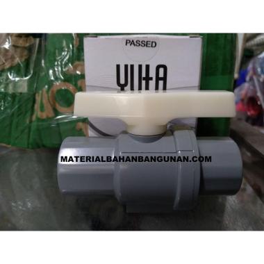 Kran Sambungan Pipa Air 1/2 inch Drat dalam PVC Balvalve Yuta Polos