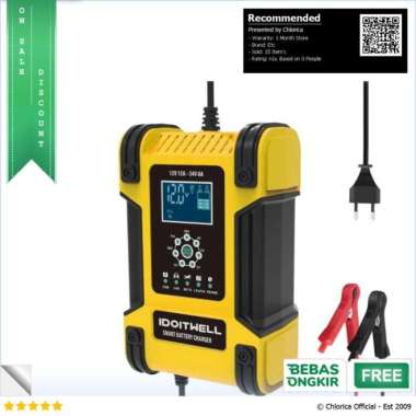 Foxsur Charger Aki Mobil Lead Acid Charger 12V/24V 6-200Ah - 122412 Kuning