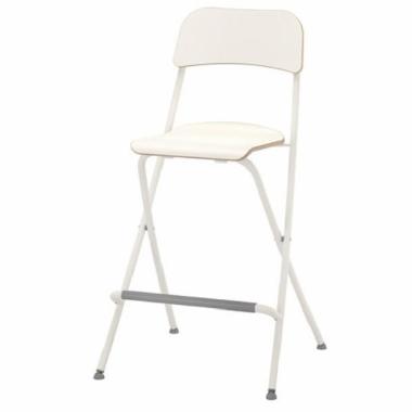 Bangku Bar Tinggi Lipat Bar Stool With Backrest Foldable 63cm_White