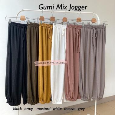 GUMI MIX JOGGER / JOGGER WANITA / CELANA PANJANG JOGER Putih