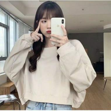 LENKA SWEATER CROPPED | Oversize Croope Sweater | Sweater Wanita Crop Polos | Oversize Lenka Spandek