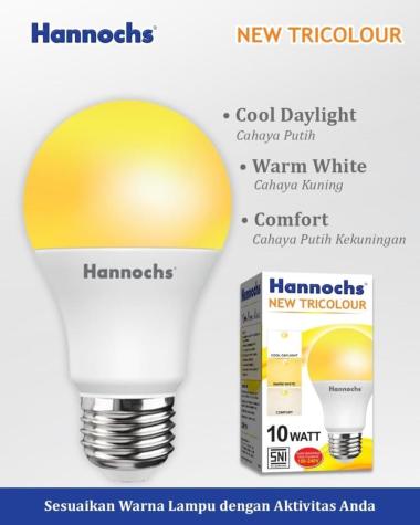 Hannochs Tricolour Lampu Bohlam LED 10 watt 10w - Lampu 3 Mode Warna