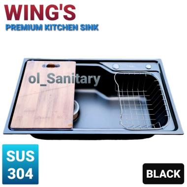 bak cuci piring hitam kitchen sink hitam WINGS 75 X 45 stainless tebal POLOS